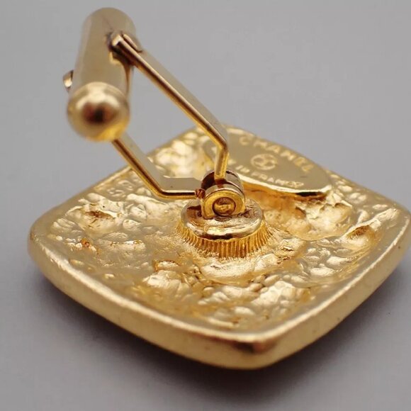 CHANEL CC Logo Diamond Shape Cufflinks Gold-Plated GHW France Accessory 67YH096 - Picture 4 of 8